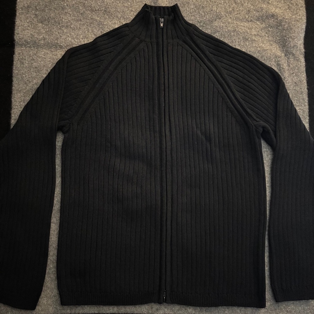 BACHRACH 2004 Black Zip-Up Sweater MEDIUM NWT